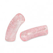 Acryl Perle Tube 34x11mm crackle Pink